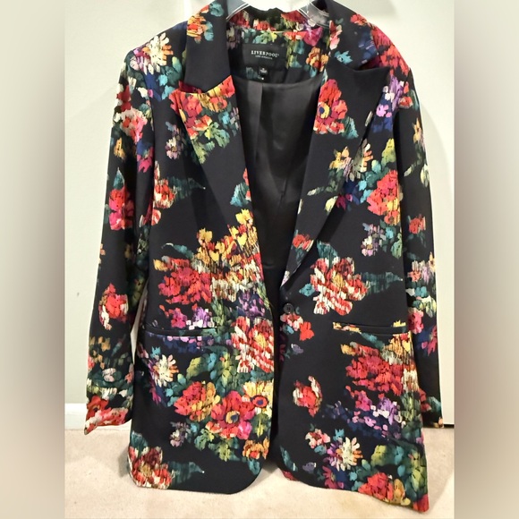 Liverpool Jackets & Blazers - Liverpool Women's Vibrant Floral Blazer - Black Multicolor